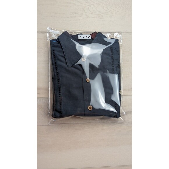 Vintage Bamboo Cay Palm Tree Embroidered Panel Black Hawaiian Shirt Mens M Modal - Picture 9 of 9